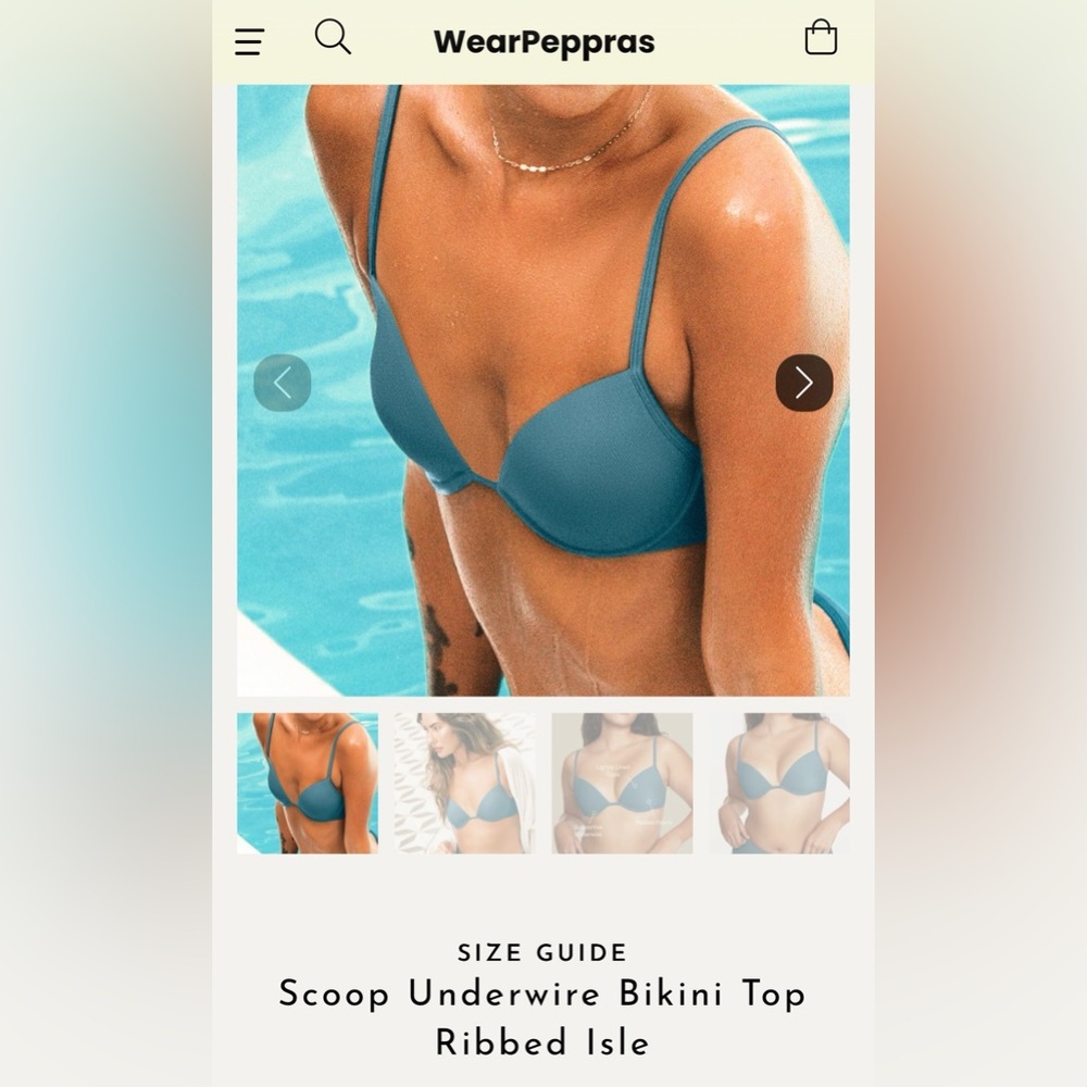 Pepper Scooped Underwire Bikini Top Ribbed Isle 38A